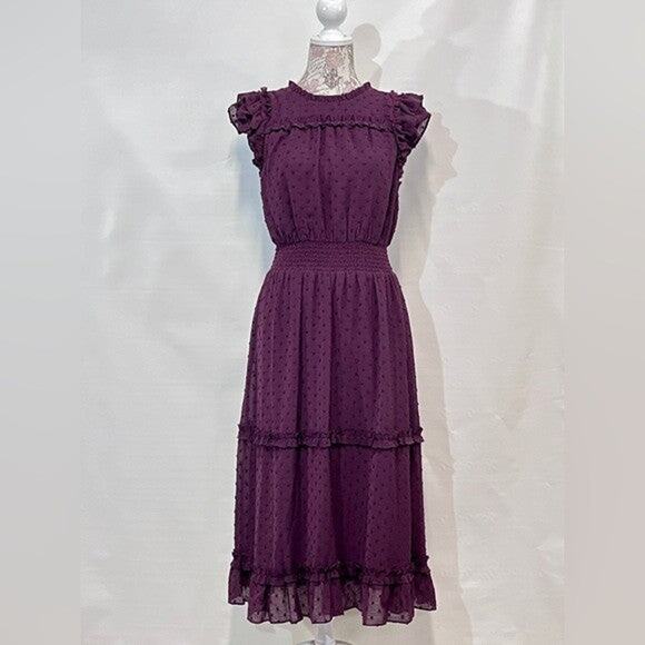 Cece Ruffled Swiss Dot Midi Dress - S - Picture 5 of 7